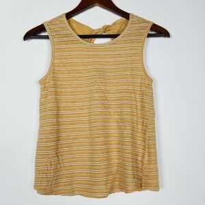 Miss Me Girls S Top Multi Colored Yellow Striped Tie Keyhole Back Short‎ Sleeve